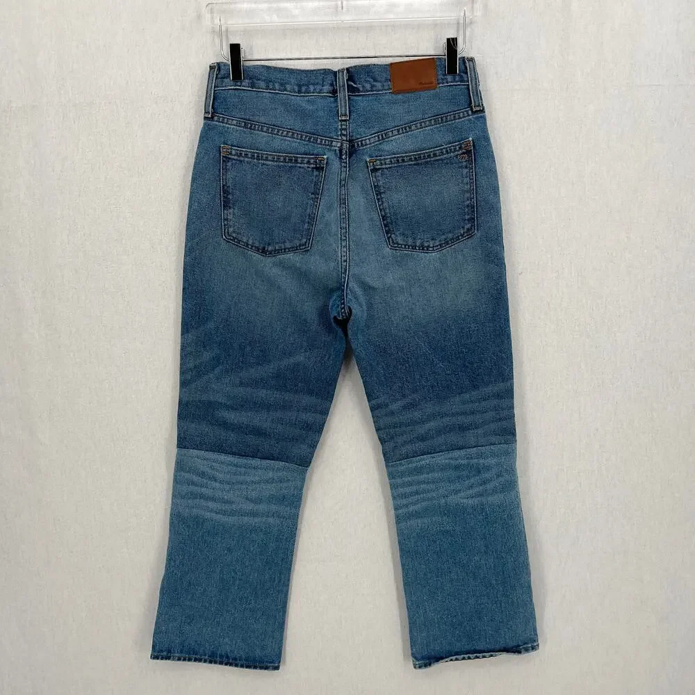 MADEWELL Retro Crop Bootcut Jeans Womens 27 Blue Two Tone Edition High Rise - Picture 6 of 13